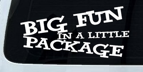 Big Fun In A Little Package Funny Car or Truck Window Decal Sticker (White)