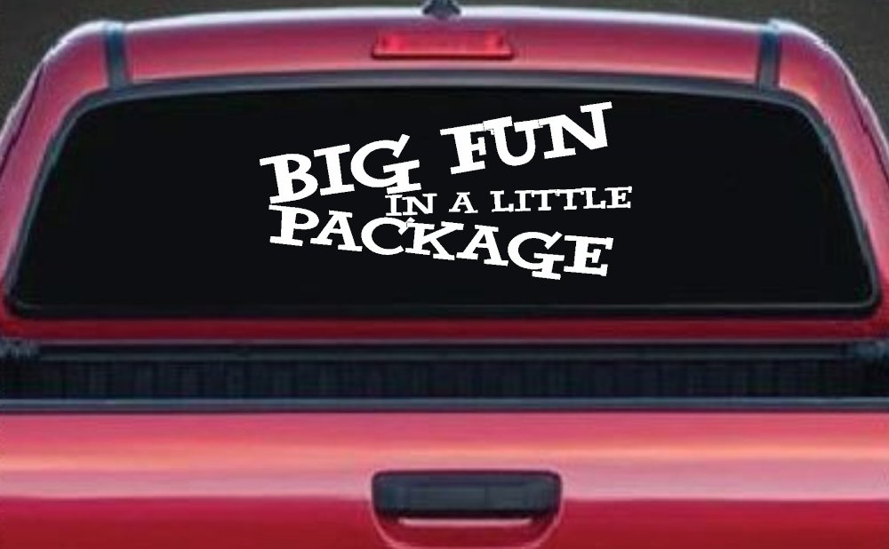 Big Fun In A Little Package Funny Car or Truck Window Vinyl Decal Sticker (White)