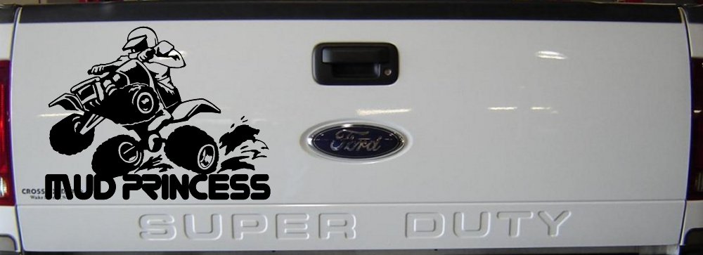 Mud Princess 4 Wheeler Off Road Car or Truck Window Vinyl Decal Sticker (Black)