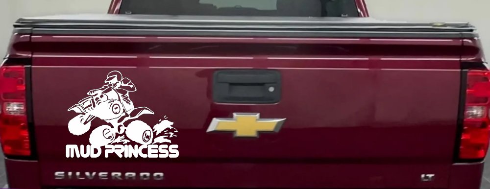 Mud Princess 4 Wheeler Off Road Car or Truck Window Decal Sticker