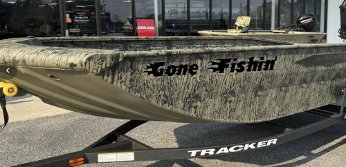 Gone Fishin Blazed Flame Text Fishing Car or Truck Window Decal Sticker