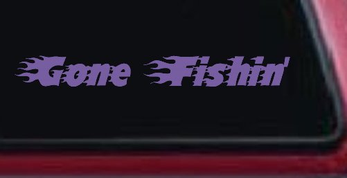 Gone Fishin Blazed Flame Text Fishing Car or Truck Window Decal Sticker