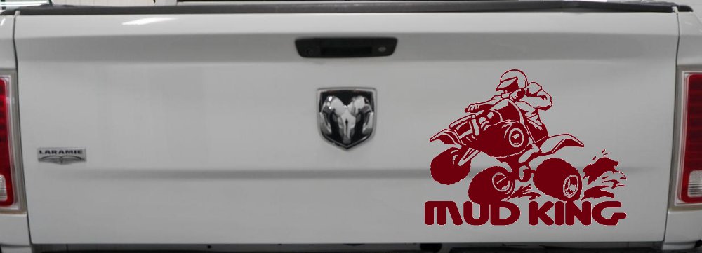 Mud King 4 Wheeler Off Road Car or Truck Window Decal Sticker (Burgundy)