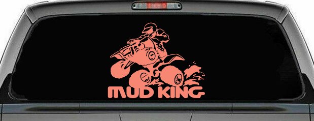 Mud King 4 Wheeler Off Road Car or Truck Window Decal Sticker (Coral)