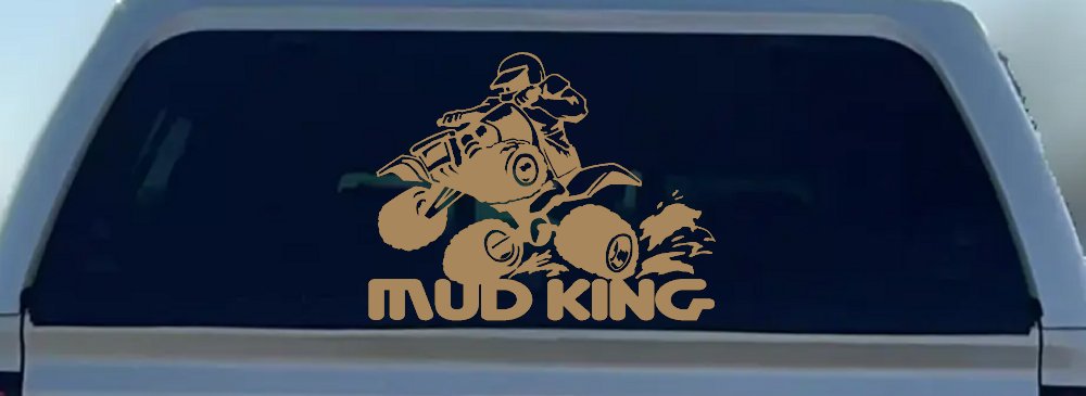 Mud King 4 Wheeler Off Road Car or Truck Window Decal Sticker (Light Brown)