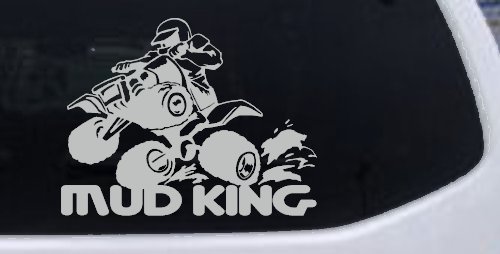 Mud King 4 Wheeler Off Road Car or Truck Window Decal Sticker (Light Gray)