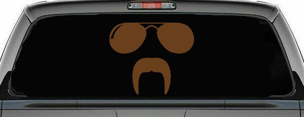 Sunglasses Fu Manchu Mustache Funny Car or Truck Window Decal Sticker