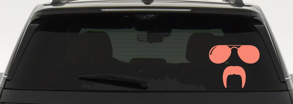 Sunglasses Fu Manchu Mustache Funny Car or Truck Window Decal Sticker (Coral)