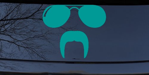 Sunglasses Fu Manchu Mustache Funny Car or Truck Window Decal Sticker (Turquoise)