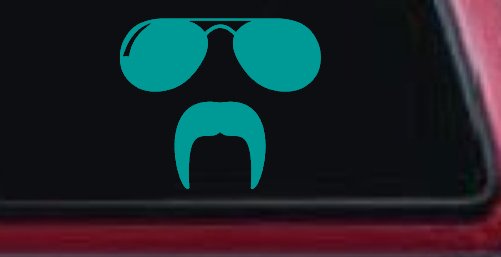 Sunglasses Fu Manchu Mustache Funny Car or Truck Window Decal Sticker (Turquoise)