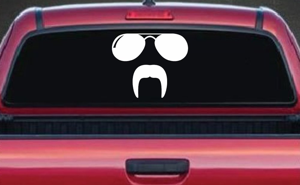 Sunglasses Fu Manchu Mustache Funny Car or Truck Window Decal Sticker