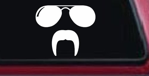 Sunglasses Fu Manchu Mustache Funny Car or Truck Window Decal Sticker