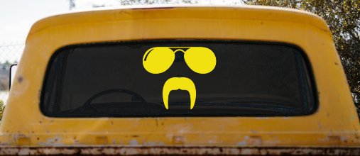 Sunglasses Fu Manchu Mustache Funny Car or Truck Window Decal Sticker (Yellow)