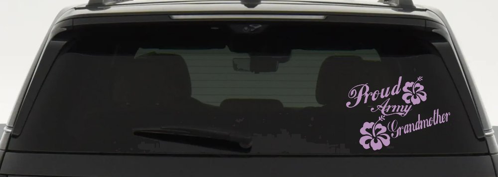 Proud Army Grandmother Hibiscus Flowers Military Car or Truck Window Decal Sticker