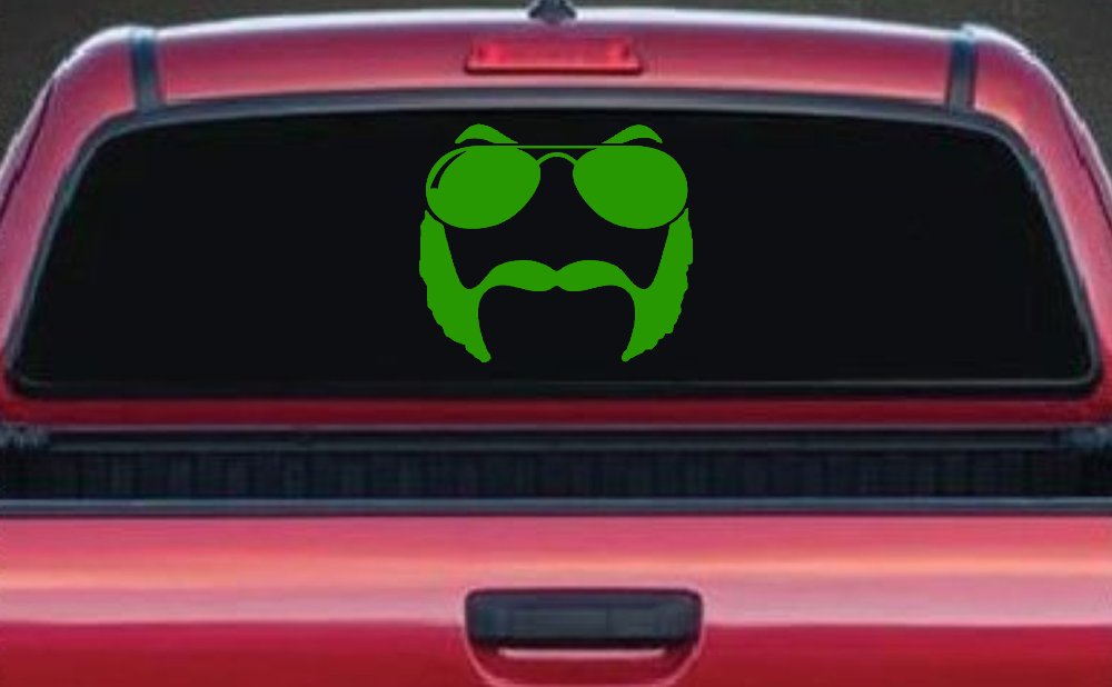 Sunglasses Mustache Mutton Chops Funny Car or Truck Window Decal Sticker (Lime)