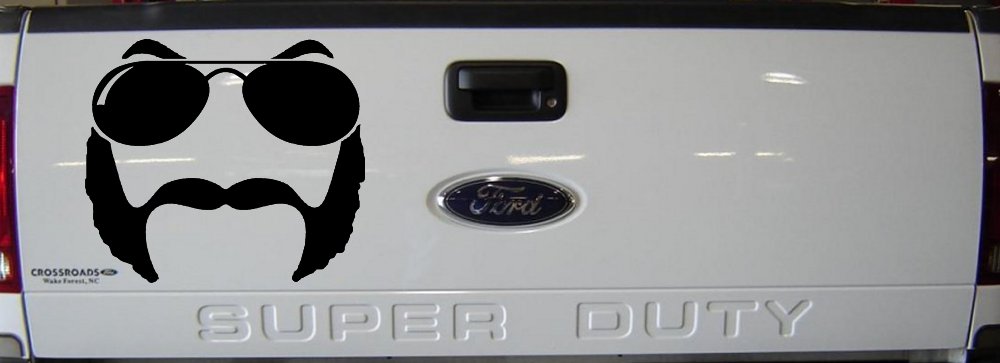 Sunglasses Mustache Mutton Chops Funny Car or Truck Window Decal Sticker (Matte Black)