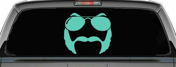 Sunglasses Mustache Mutton Chops Funny Car or Truck Window Decal Sticker (Mint)