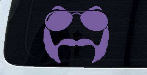 Sunglasses Mustache Mutton Chops Funny Car or Truck Window Decal Sticker (Purple)
