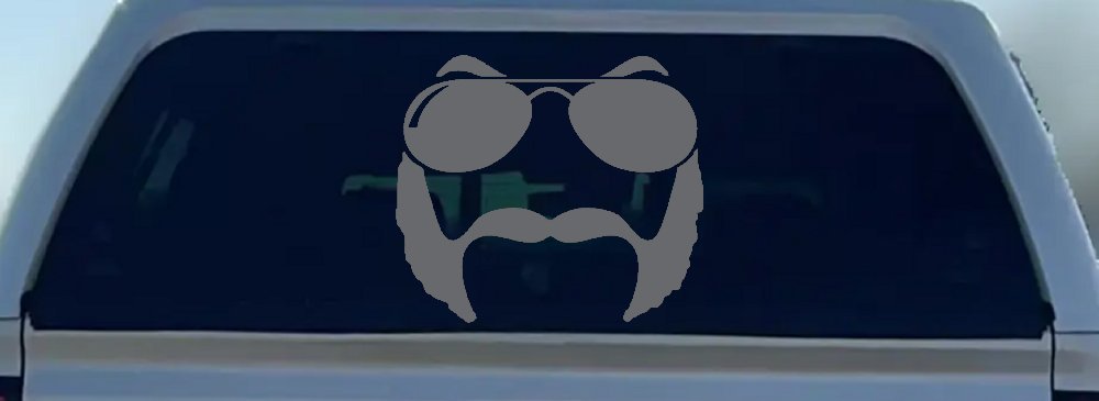 Sunglasses Mustache Mutton Chops Funny Car or Truck Window Vinyl Decal Sticker (Silver)