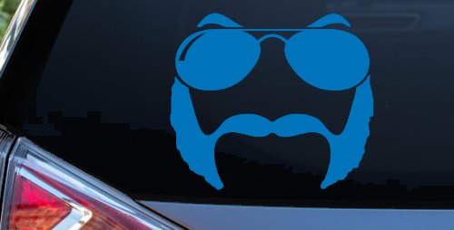 Sunglasses Mustache Mutton Chops Funny Car or Truck Window Decal Sticker (Sky Blue)