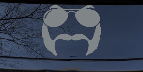 Sunglasses Mustache Mutton Chops Funny Car or Truck Window Vinyl Decal Sticker (Telegrey)