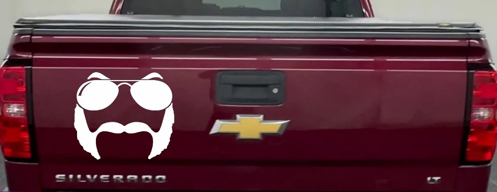 Sunglasses Mustache Mutton Chops Funny Car or Truck Window Decal Sticker (White)