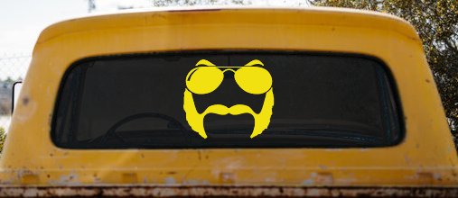 Sunglasses Mustache Mutton Chops Funny Car or Truck Window Decal Sticker (Yellow)