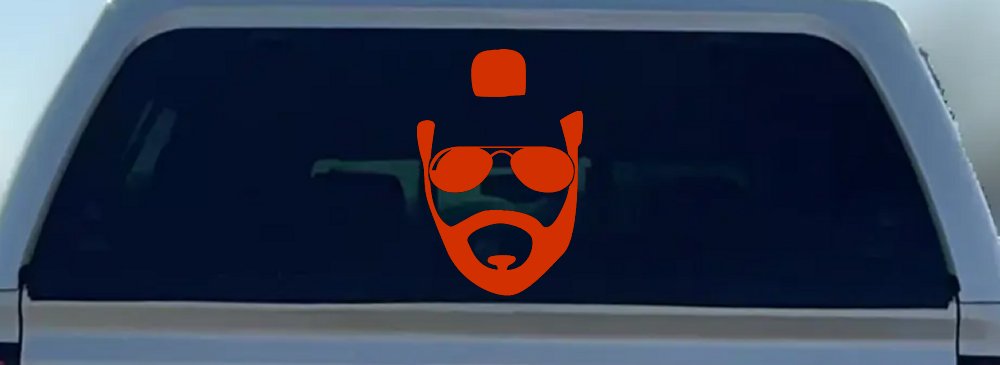 Mr Sunglasses T Mohawk Beard Funny Car or Truck Window Decal Sticker (Orange Red)