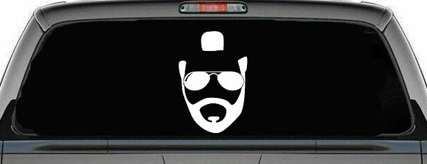 Mr Sunglasses T Mohawk Beard Funny Car or Truck Window Decal Sticker (White)