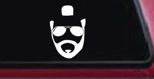 Mr Sunglasses T Mohawk Beard Funny Car or Truck Window Vinyl Decal Sticker (White)