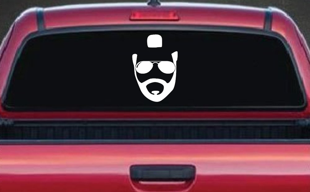 Mr Sunglasses T Mohawk Beard Funny Car or Truck Window Vinyl Decal Sticker (White)