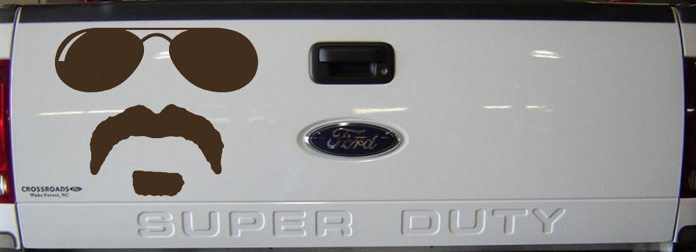 Sunglasses Soul Patch Mustache Funny Car or Truck Window Decal Sticker (Brown)