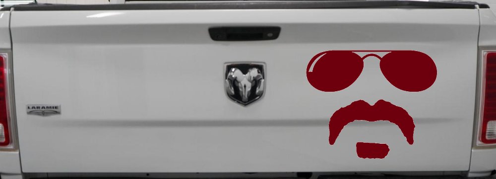 Sunglasses Soul Patch Mustache Funny Car or Truck Window Decal Sticker (Burgundy)
