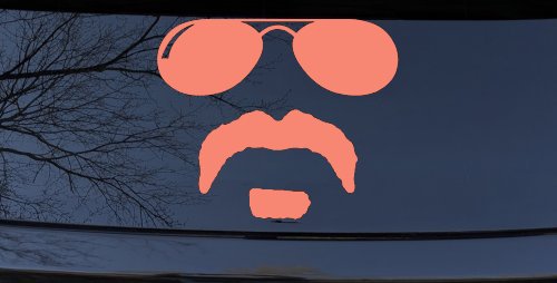 Sunglasses Soul Patch Mustache Funny Car or Truck Window Vinyl Decal Sticker (Coral)