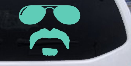 Sunglasses Soul Patch Mustache Funny Car or Truck Window Decal Sticker