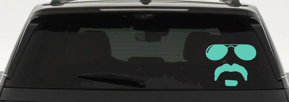Sunglasses Soul Patch Mustache Funny Car or Truck Window Decal Sticker (Mint)