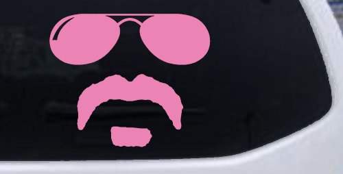 Sunglasses Soul Patch Mustache Funny Car or Truck Window Decal Sticker (Pink)