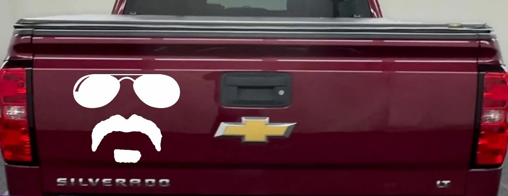 Sunglasses Soul Patch Mustache Funny Car or Truck Window Decal Sticker (White)