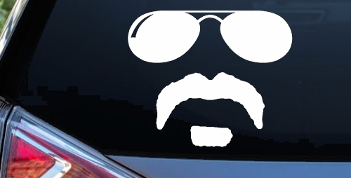Sunglasses Soul Patch Mustache Funny Car or Truck Window Decal Sticker