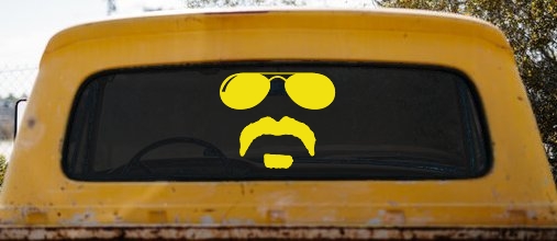 Sunglasses Soul Patch Mustache Funny Car or Truck Window Decal Sticker