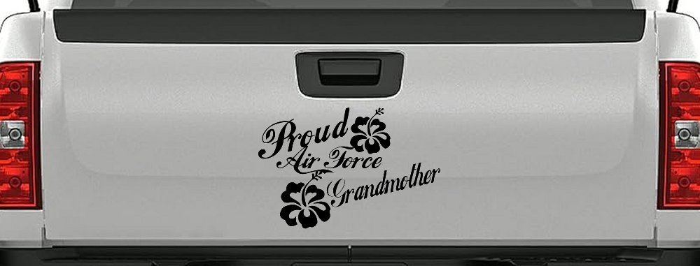 Proud Air Force Grandmother Hibiscus Flowers Military Car or Truck Window Decal Sticker