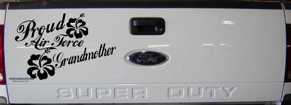 Proud Air Force Grandmother Hibiscus Flowers Military Car or Truck Window Vinyl Decal Sticker (Black)