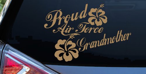 Proud Air Force Grandmother Hibiscus Flowers Military Car or Truck Window Decal Sticker