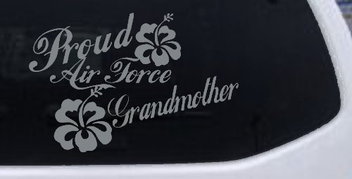 Proud Air Force Grandmother Hibiscus Flowers Military Car or Truck Window Decal Sticker
