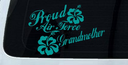 Proud Air Force Grandmother Hibiscus Flowers Military Car or Truck Window Decal Sticker