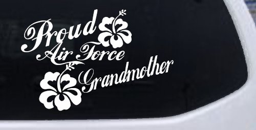 Proud Air Force Grandmother Hibiscus Flowers Military Car or Truck Window Decal Sticker