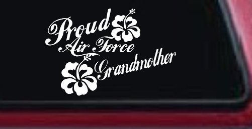 Proud Air Force Grandmother Hibiscus Flowers Military Car or Truck Window Decal Sticker