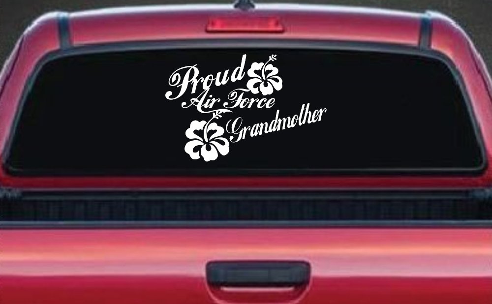 Proud Air Force Grandmother Hibiscus Flowers Military Car or Truck Window Decal Sticker