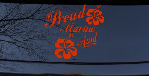 Proud Marine Aunt Hibiscus Flowers Military Car or Truck Window Decal Sticker