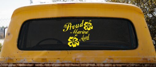 Proud Marine Aunt Hibiscus Flowers Military Car or Truck Window Decal Sticker